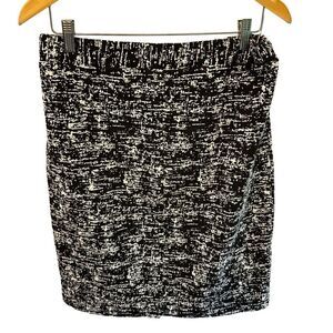 ☀️Dana Buchman Textured Pencil Skirt Black White Large Elastic Waist Back Slit